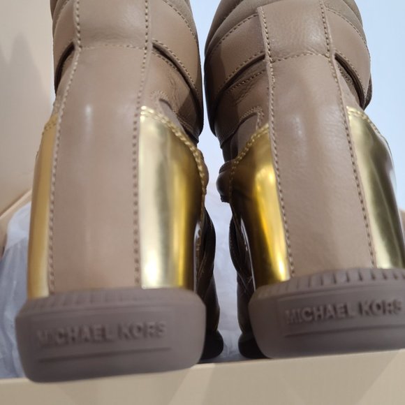 $250 OFF ✅ Michael Kors SKID BOOTIE Dark Khaki Zipper & Velcro ~ 8½ 8.5 ✨ BNIB - Picture 11 of 13